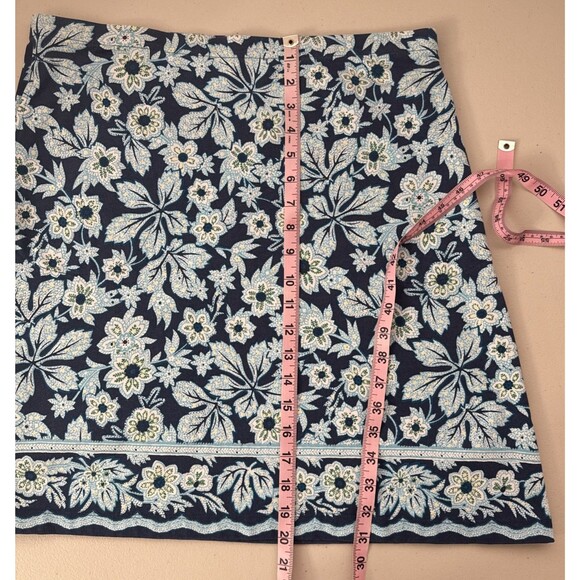 J. Jill Skirt Blue Floral Cotton Modal Pull On Casual Career Women's Size Medium - Picture 10 of 11